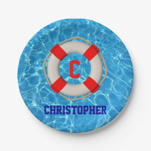 Swimming Coach Pool LIfesaver Paper Plate