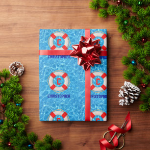 Swimming Coach Pool LIfesaver Wrapping Paper