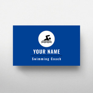 Swimming Coach Simple Minimal Sport Instructor Business Card