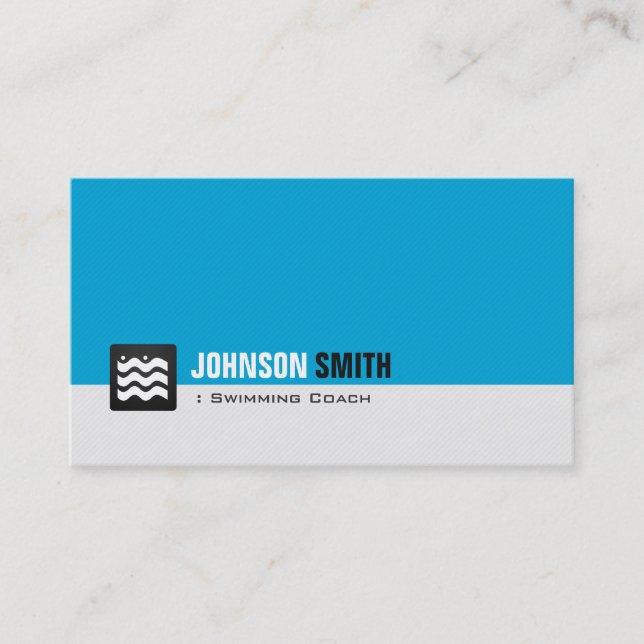Swimming Coach Swimmer - Personal Aqua Blue Business Card (Front)