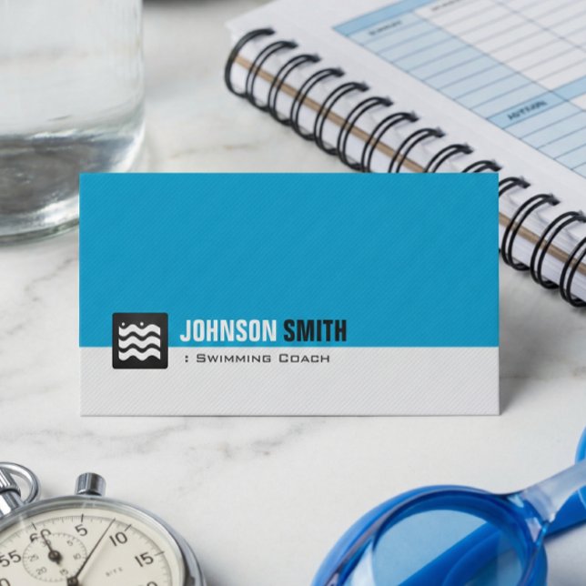 Swimming Coach Swimmer - Personal Aqua Blue Business Card (Creator Uploaded)