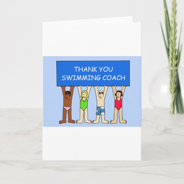 Swimming Coach Thanks Thank You Card (Front)