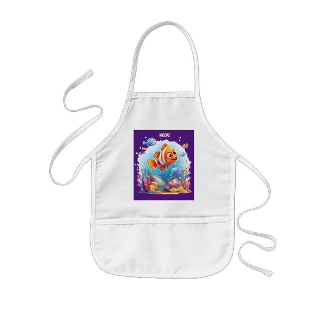 SWIMMING COLORFUL FISHES FOR  KIDS APRON (Front)