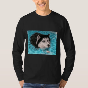 Swimming Cute Husky Malamute Dog Wool Art Scoop T-Shirt