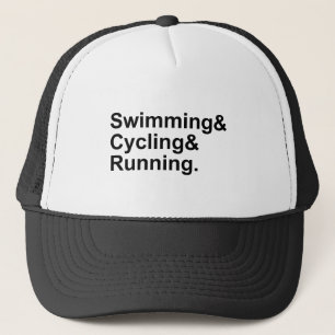 Swimming Cycling Running 3 Legs of Triathlon Trucker Hat