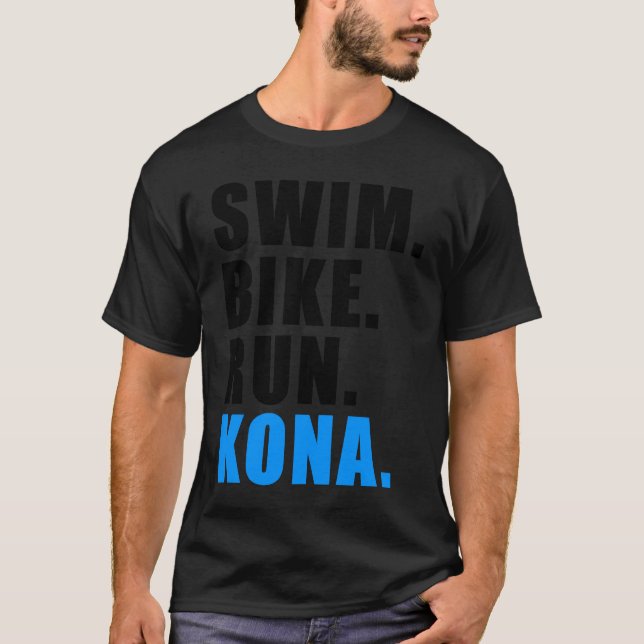 SWIMMING CYCLING RUNNING KONA 2023 TRIATHLETE MENS T-Shirt (Front)