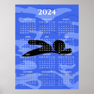 Swimming Design 2024 Calendar Poster
