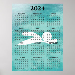 Swimming Design 2024 Calendar Poster