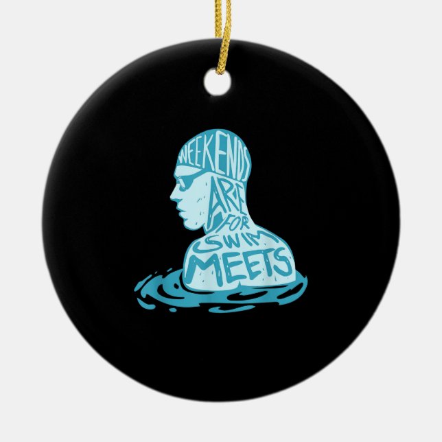 Swimming Design Gift For Swimmer Summer Gift Ceramic Tree Decoration (Front)