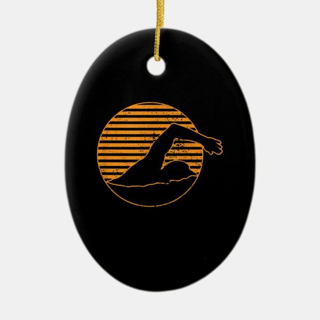 Swimming Design Gift For Swimming Lover Ceramic Tree Decoration (Front)