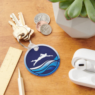 Swimming Design logo for a Swimmer personalise Key Ring