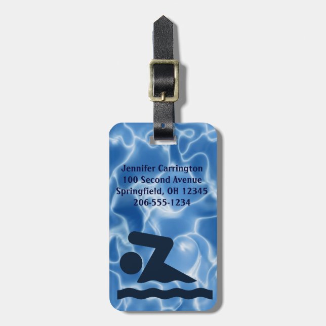 Swimming Design Luggage Tags (Front Vertical)