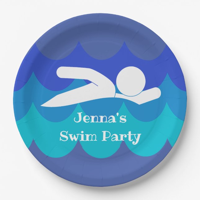 Swimming Design Paper Party Plate (Front)