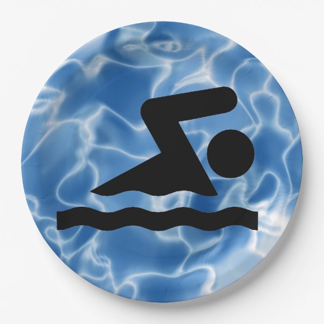 Swimming Design Paper Party Plate (Front)