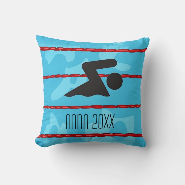 Swimming Design Throw Pillow (Front)