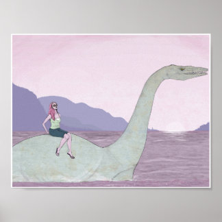 Swimming Dinosaur 11x8.5 Poster
