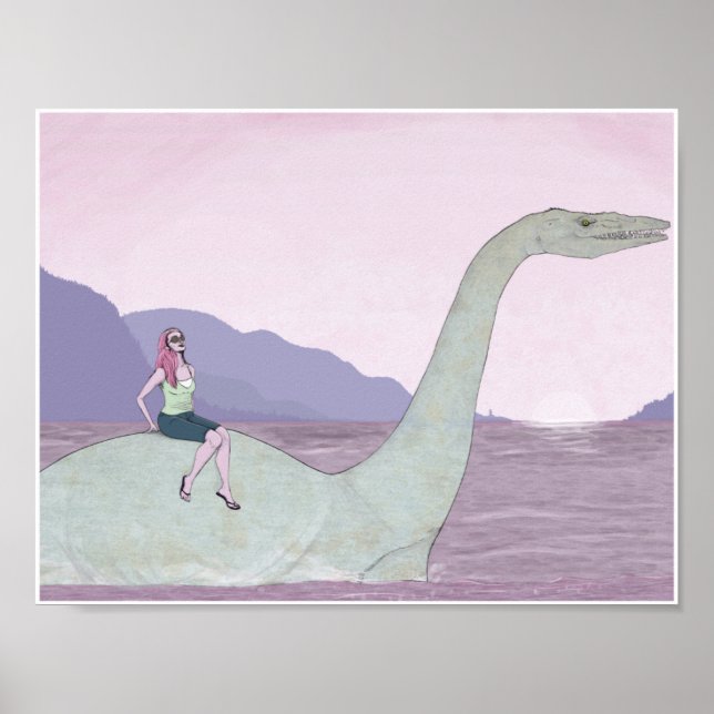 Swimming Dinosaur 11x8.5 Poster (Front)