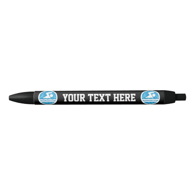 Swimming & Diving Custom Team Name or Text Coach's Black Ink Pen (Front)