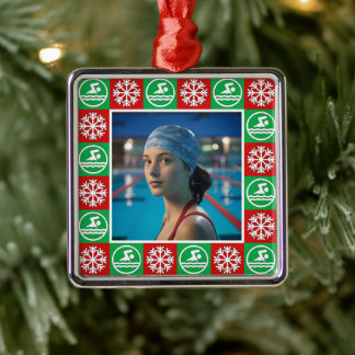 Swimming Diving Swimmer Custom Photo Christmas Metal Tree Decoration