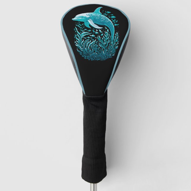 Swimming Dolphin Golf Head Cover (Front)