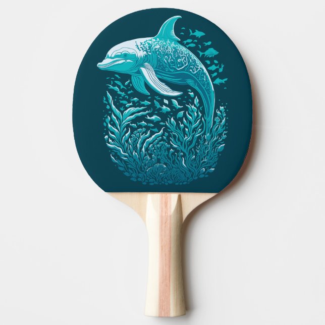 Swimming Dolphin Ping Pong Paddle (Front)