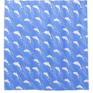 Swimming dolphins design shower curtain