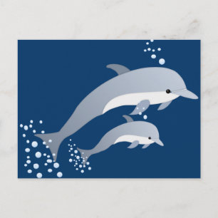 Swimming Dolphins Postcard