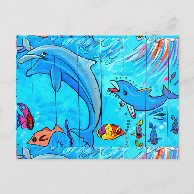 swimming dolphins postcard (Front)