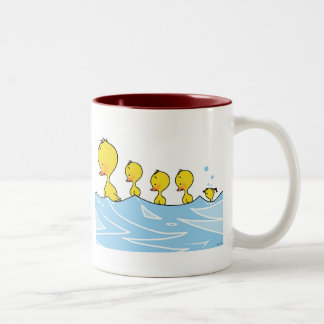 Swimming Duck Family Two-Tone Coffee Mug