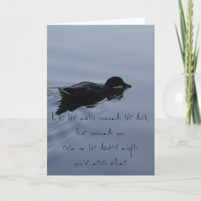 Swimming Duck in Lake Inspirational Quote Card (Front)