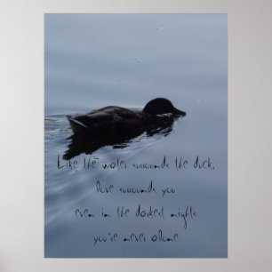 Swimming Duck in Lake Inspirational Quote Poster