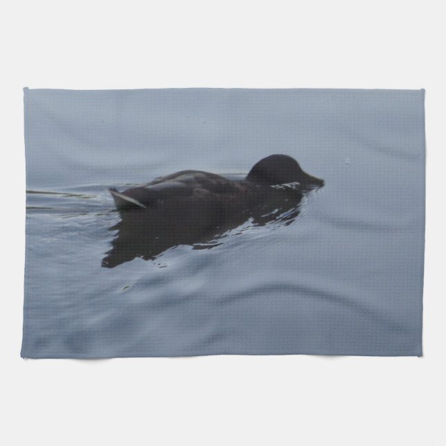 Swimming Duck in Lake, Nature Bird Wildlife Blue Tea Towel (Horizontal)