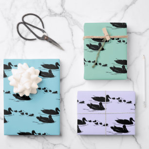 Swimming Ducks Design Wrapping Paper Sheet