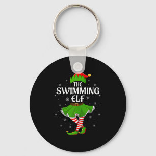 Swimming Elf Christmas Family Girls Women Elf Squa Key Ring