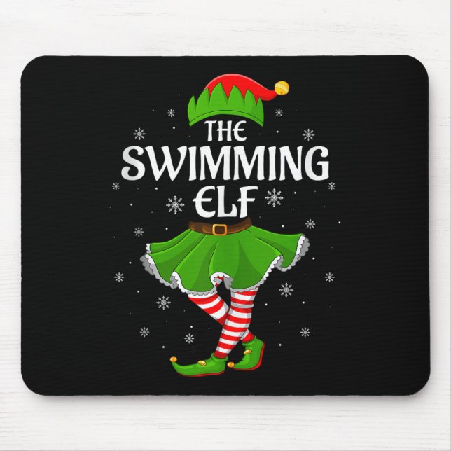 Swimming Elf Christmas Family Girls Women Elf Squa Mouse Mat (Front)