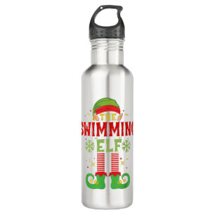 Swimming Elf Family Matching Group Christmas Party 710 Ml Water Bottle