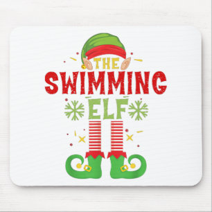 Swimming Elf Family Matching Group Christmas Party Mouse Mat