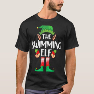 Swimming Elf Matching Family Group Christmas Party T-Shirt