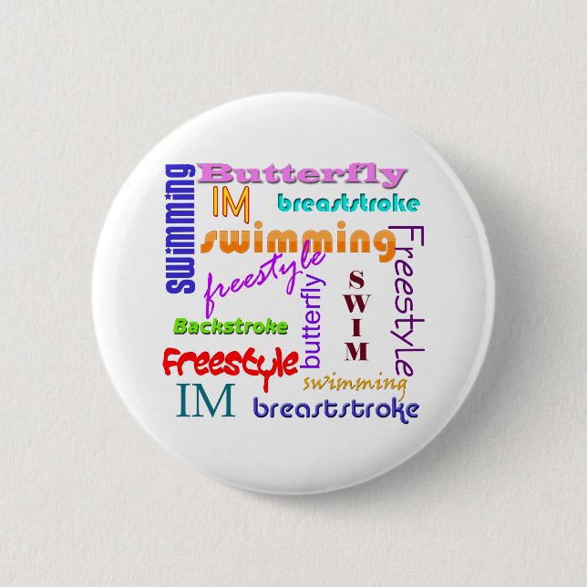 Swimming Everywhere 6 Cm Round Badge (Front)