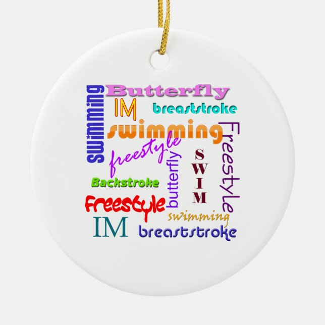 Swimming Everywhere Ceramic Tree Decoration (Front)