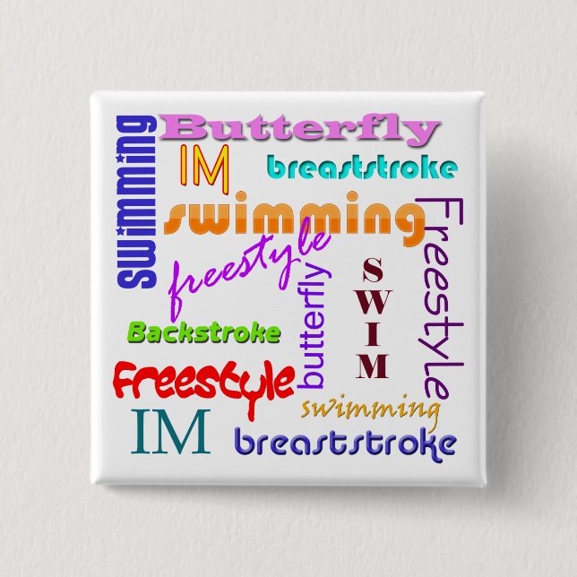 Swimming Everywhere Square Button (Front)