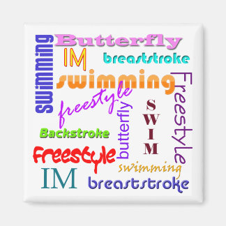 Swimming Everywhere Square Magnet