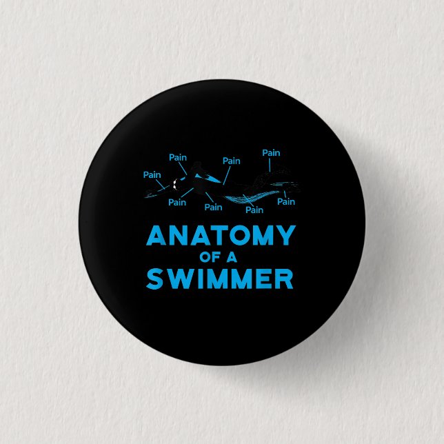 Swimming Fan Gifts Anatomy Of A Swimmer 3 Cm Round Badge (Front)