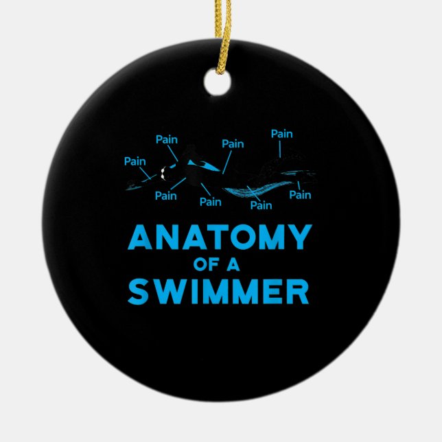 Swimming Fan Gifts Anatomy Of A Swimmer Ceramic Tree Decoration (Front)