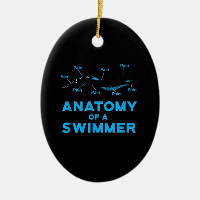 Swimming Fan Gifts Anatomy Of A Swimmer Ceramic Tree Decoration (Front)