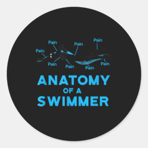 Swimming Fan Gifts Anatomy Of A Swimmer Classic Round Sticker