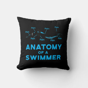 Swimming Fan Gifts Anatomy Of A Swimmer Cushion