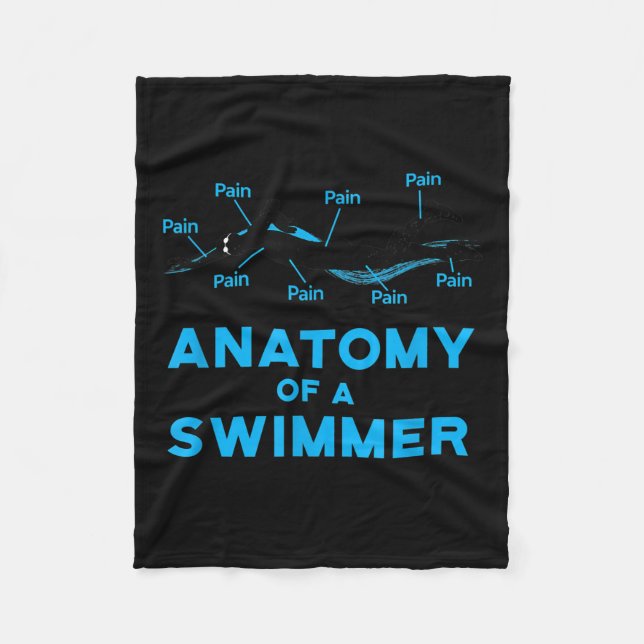 Swimming Fan Gifts Anatomy Of A Swimmer Fleece Blanket (Front)