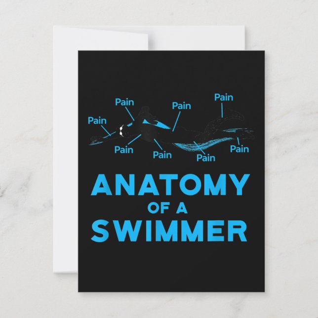 Swimming Fan Gifts Anatomy Of A Swimmer Invitation (Front)