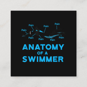 Swimming Fan Gifts Anatomy Of A Swimmer Square Business Card